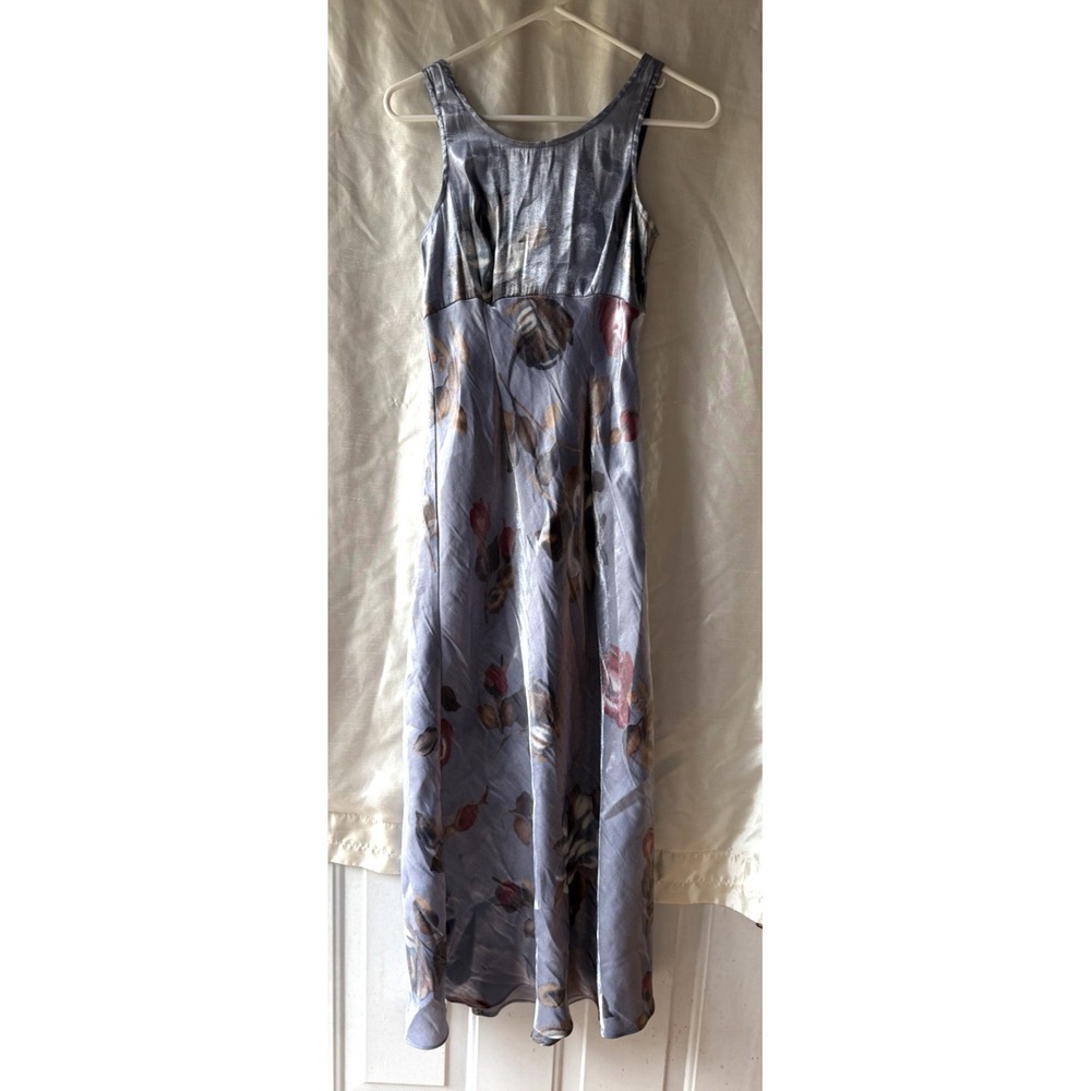 Vintage 90s Roberta Blue Rose Floral Gown Dress Whimsigoth Fairy Y2K 5/6